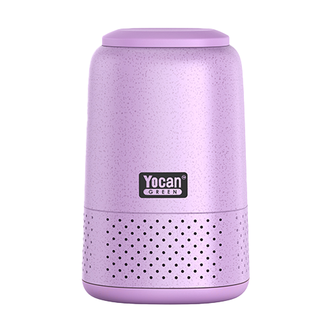 Purple Yocan Green portable air filter on a white background