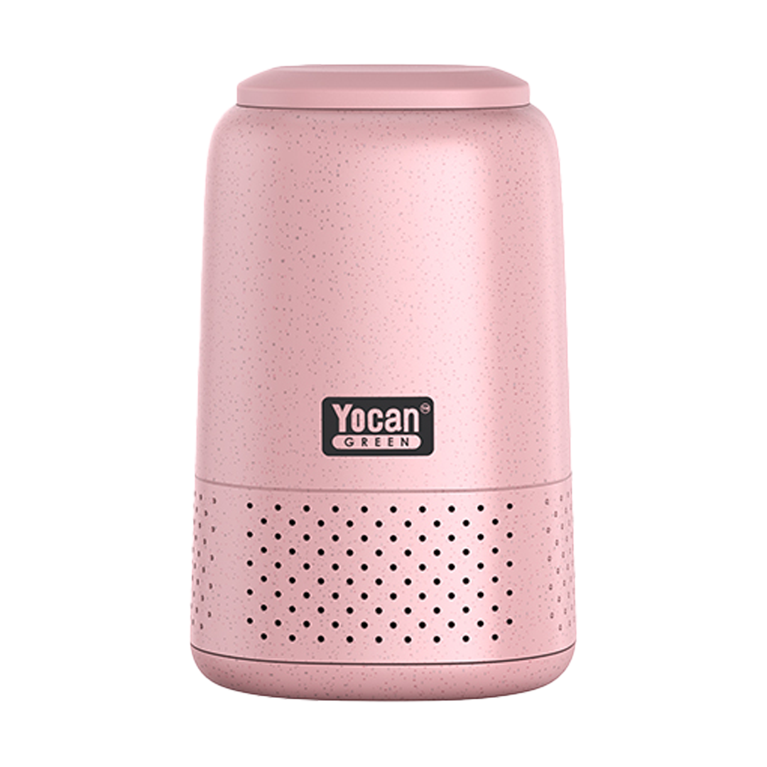 Pink Yocan portable air filter device on a white background