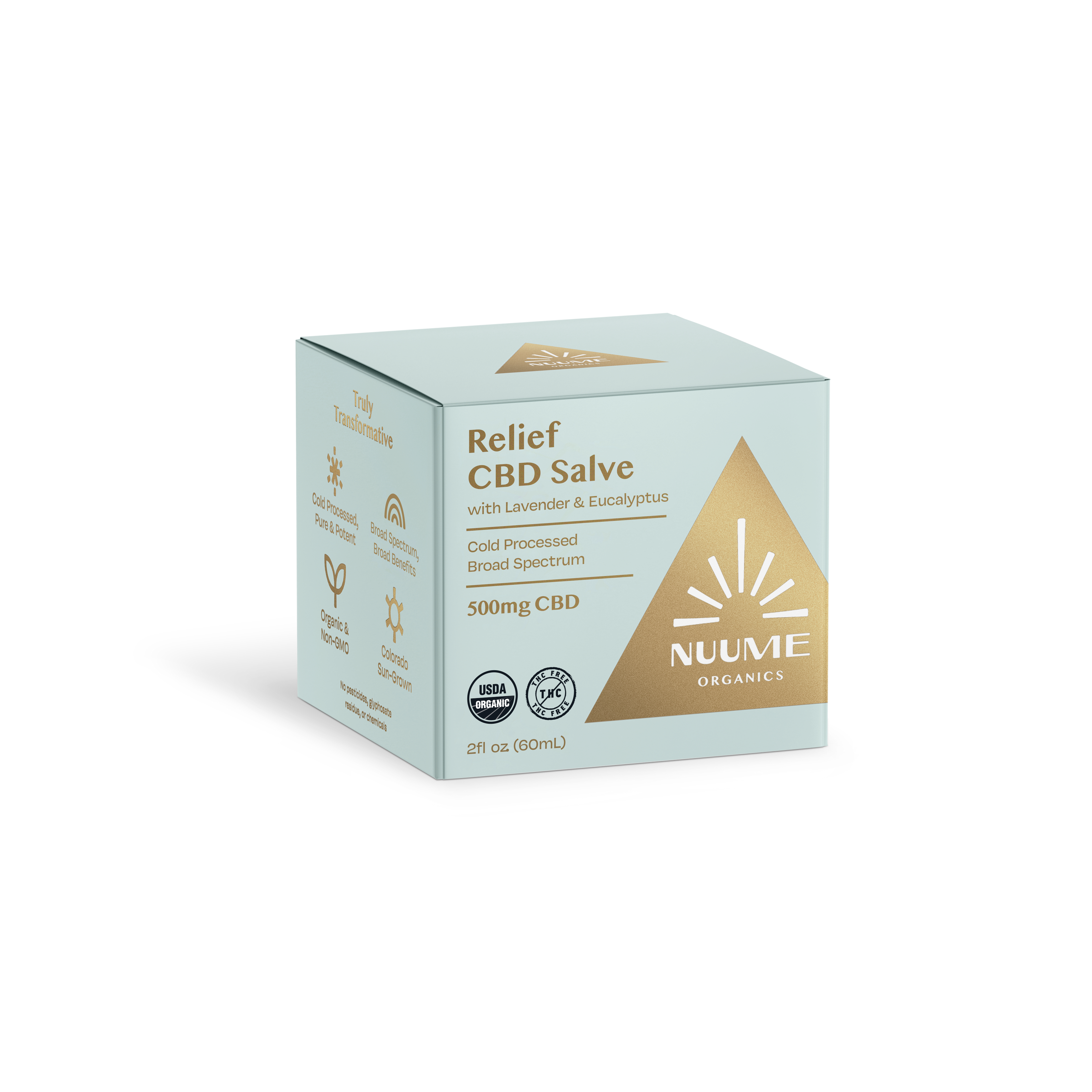 Box of Nume Organics Relief CBD Salve on a white background