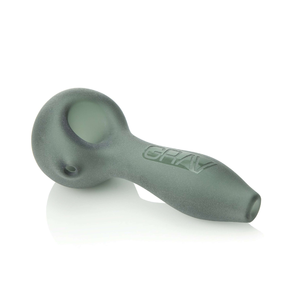 Glass • Sandblasted Hand Pipe • Grav
