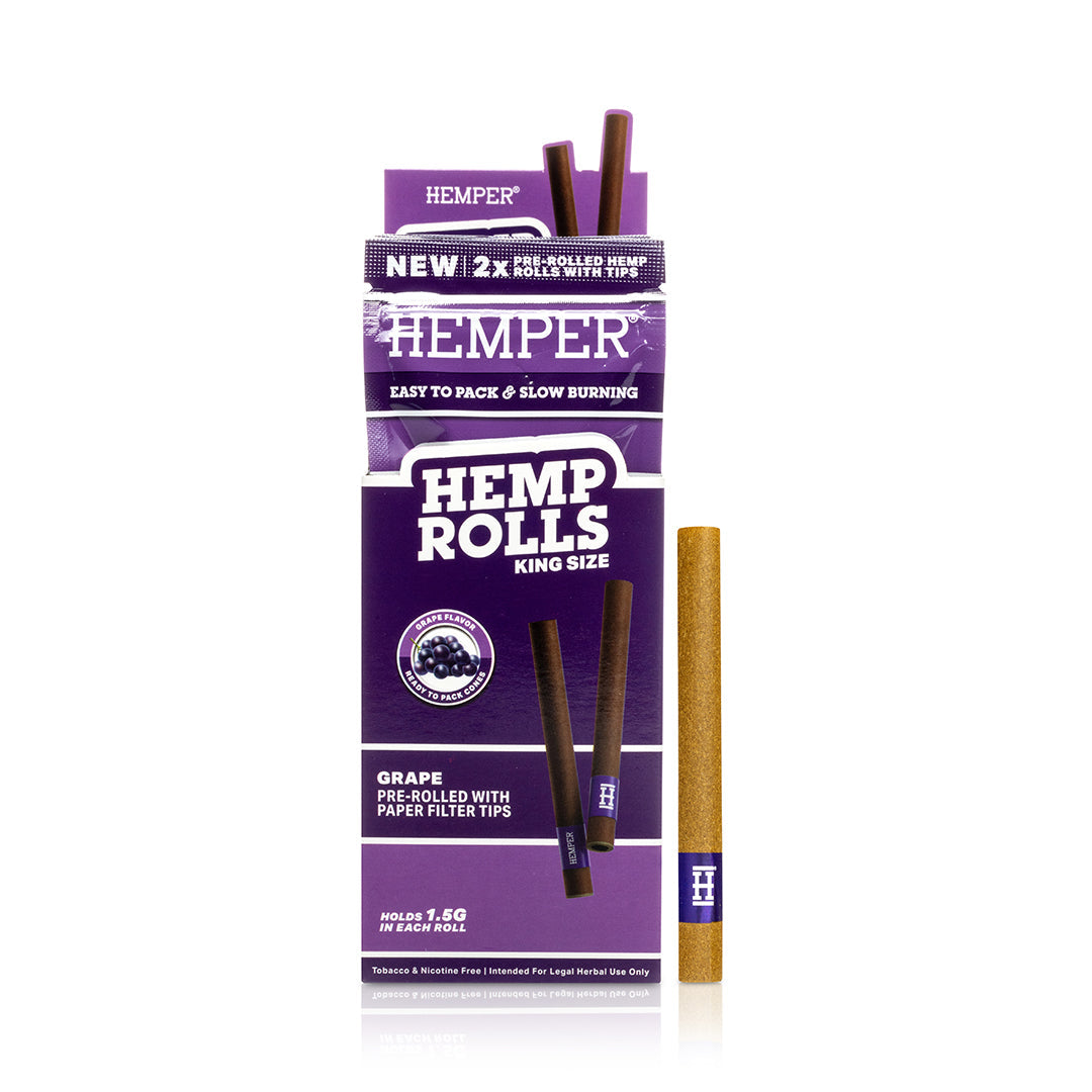 Hemper Hemp Rolls packaging with a single roll on a white background grape 2pk