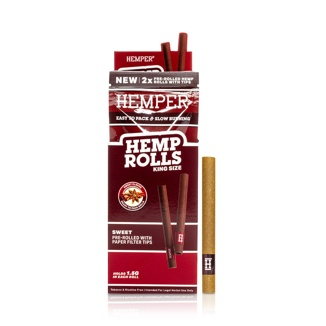 Hemper Hemp Rolls packaging with a single roll on a white background sweet 2pk