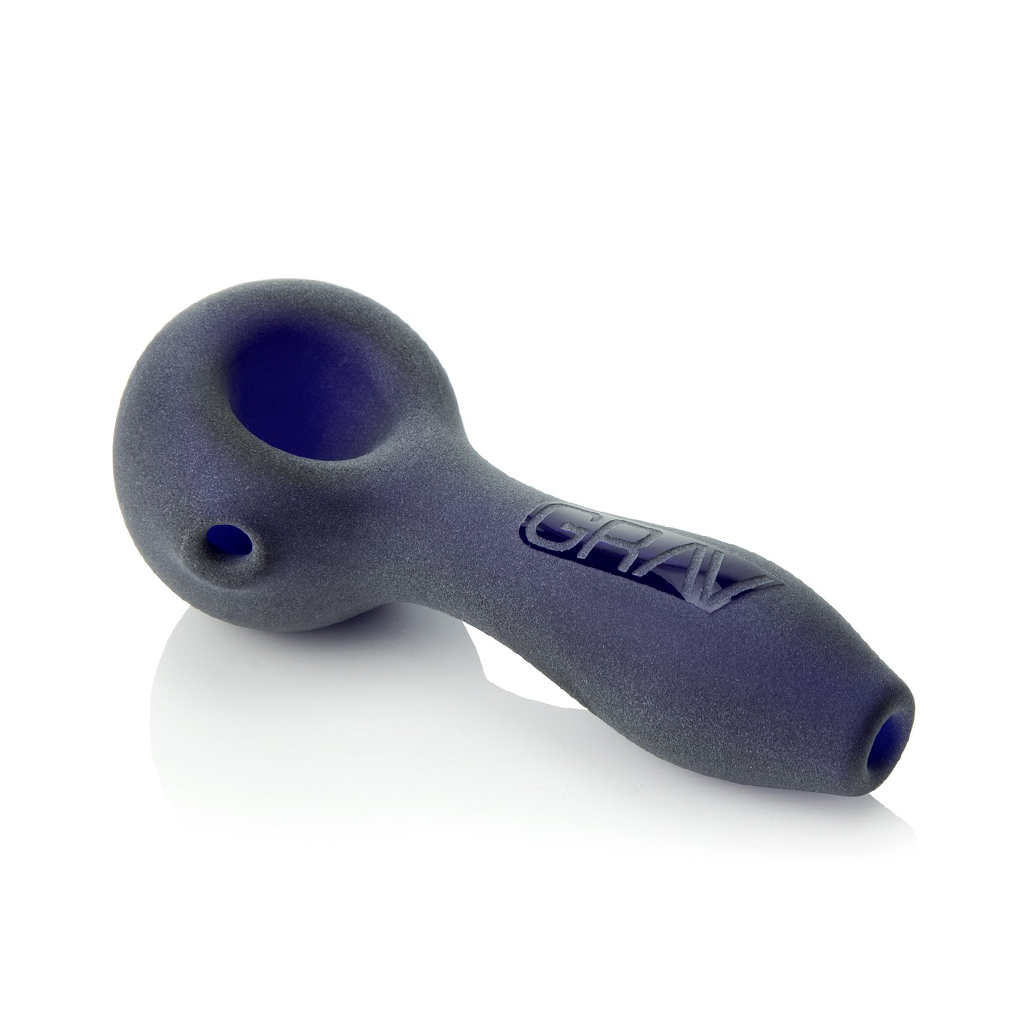 Glass • Sandblasted Hand Pipe • Grav