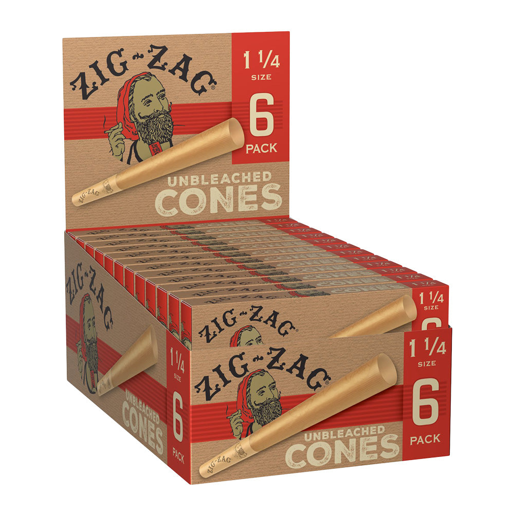 Zig Zag Unbleached Paper Cones • Display • Case of 24 • $2.66 per pack