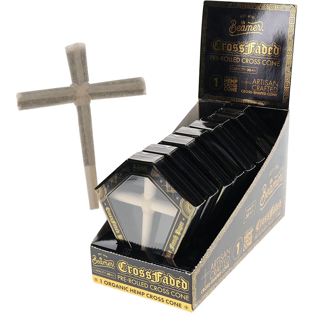Organic Hemp Pre-Rolled Cross-Shaped Cone • Display • Case of 8 • $10.00 per pack