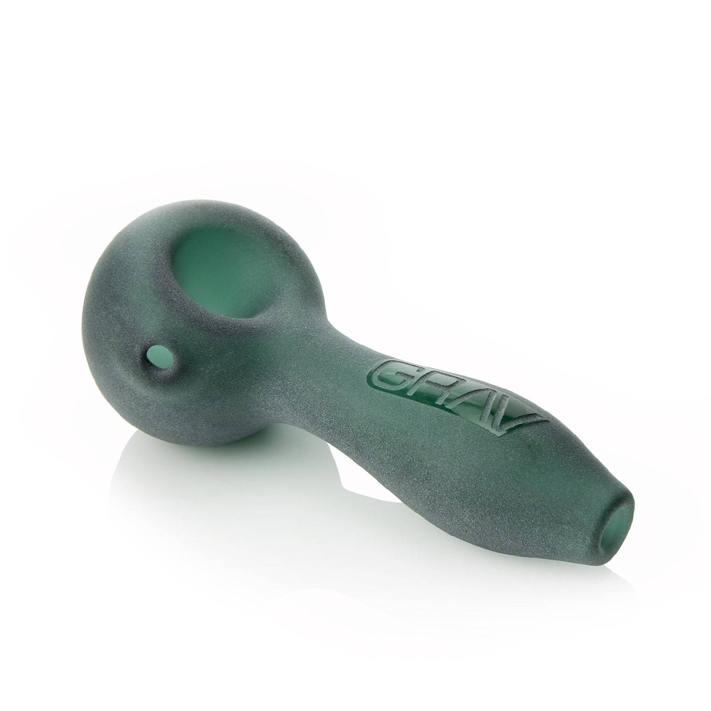 Glass • Sandblasted Hand Pipe • Grav
