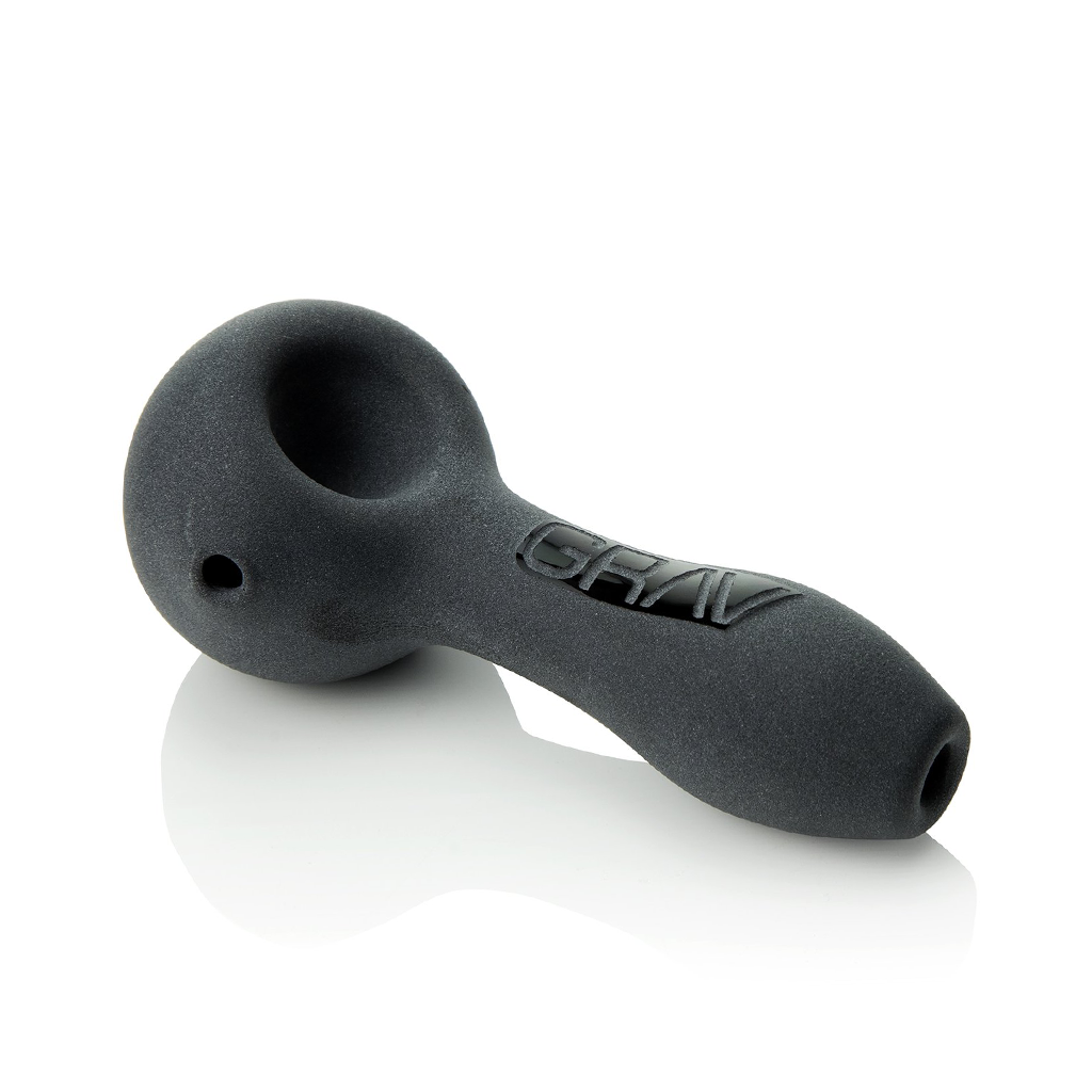 Glass • Sandblasted Hand Pipe • Grav