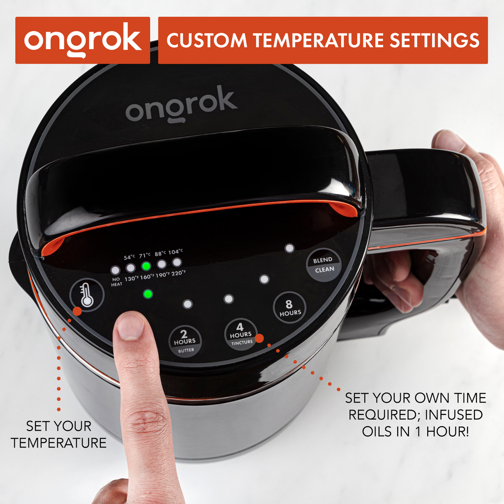 Ongrok kitchen appliance with digital display and control panel on a white background