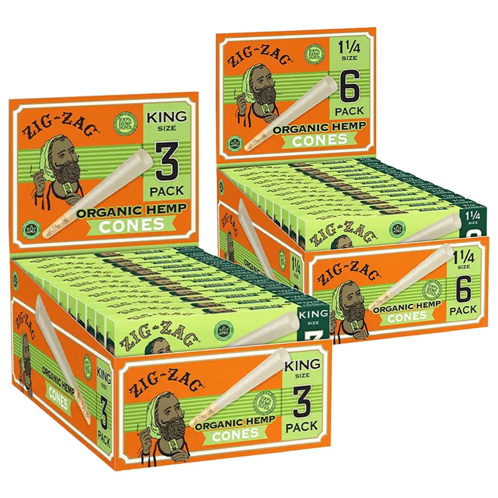 Zig Zag Organic Hemp Cones Display • Case of 24 • $2.77 per pack