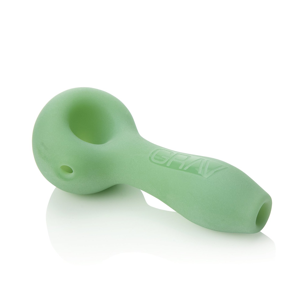 Glass • Sandblasted Hand Pipe • Grav