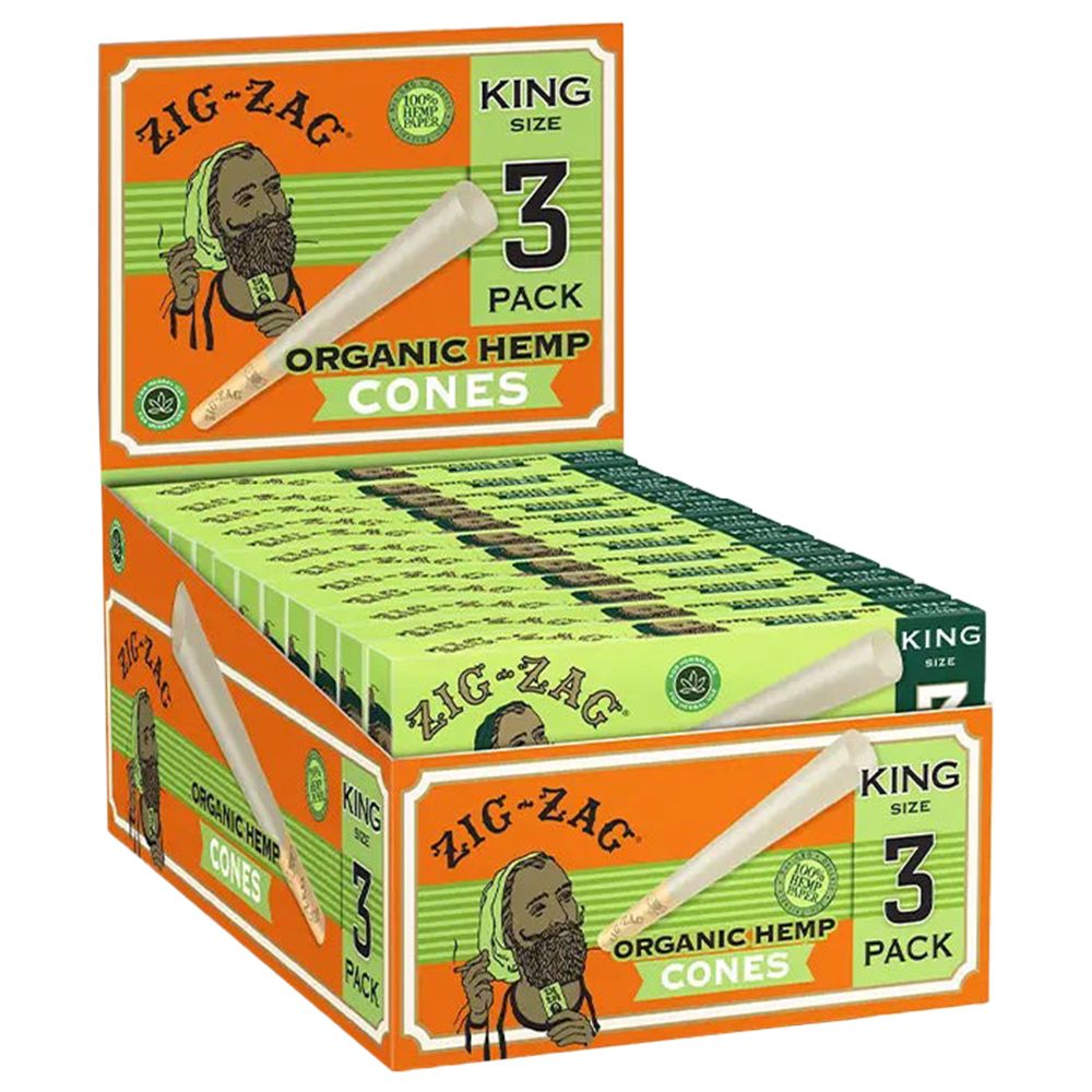 Zig Zag Organic Hemp Cones Display • Case of 24 • $2.77 per pack