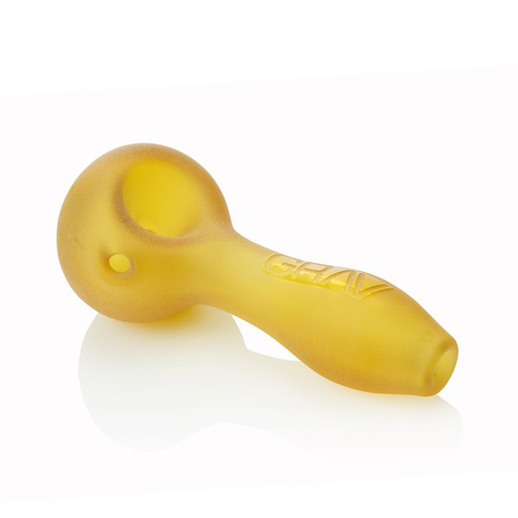 Glass • Sandblasted Hand Pipe • Grav