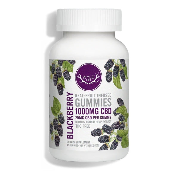 Wyld Blackberry CBD Gummies container on a white background