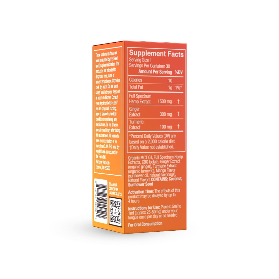 Supplement facts label on an orange and white background