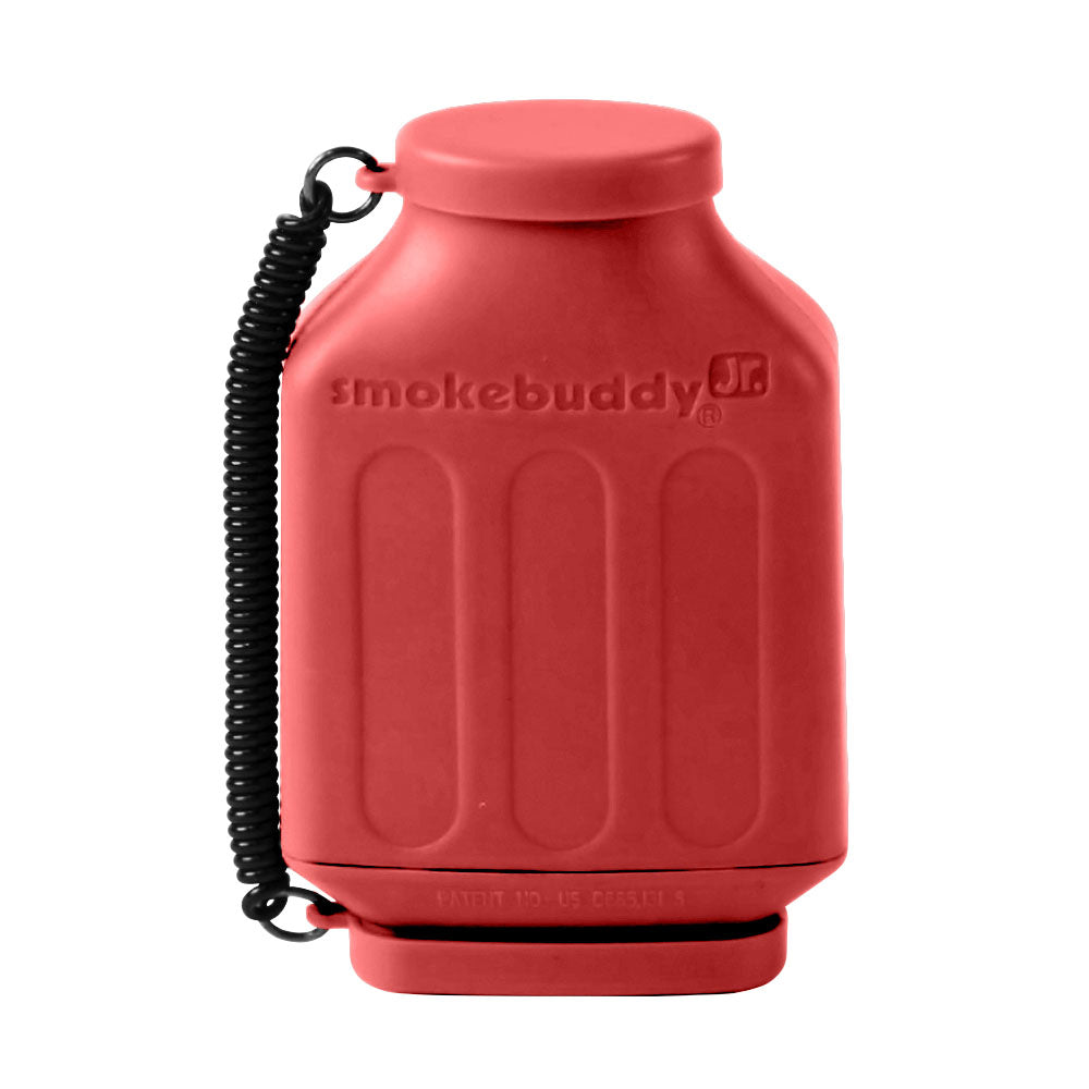 Red smokebuddy Jr. air filter on a white background. Personal Air Filter