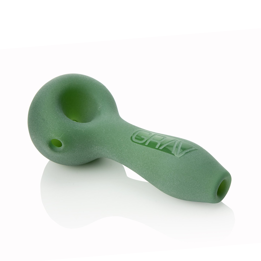 Glass • Sandblasted Hand Pipe • Grav