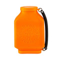 Orange container with a black coiled handle on a white background. Personal Air Filter