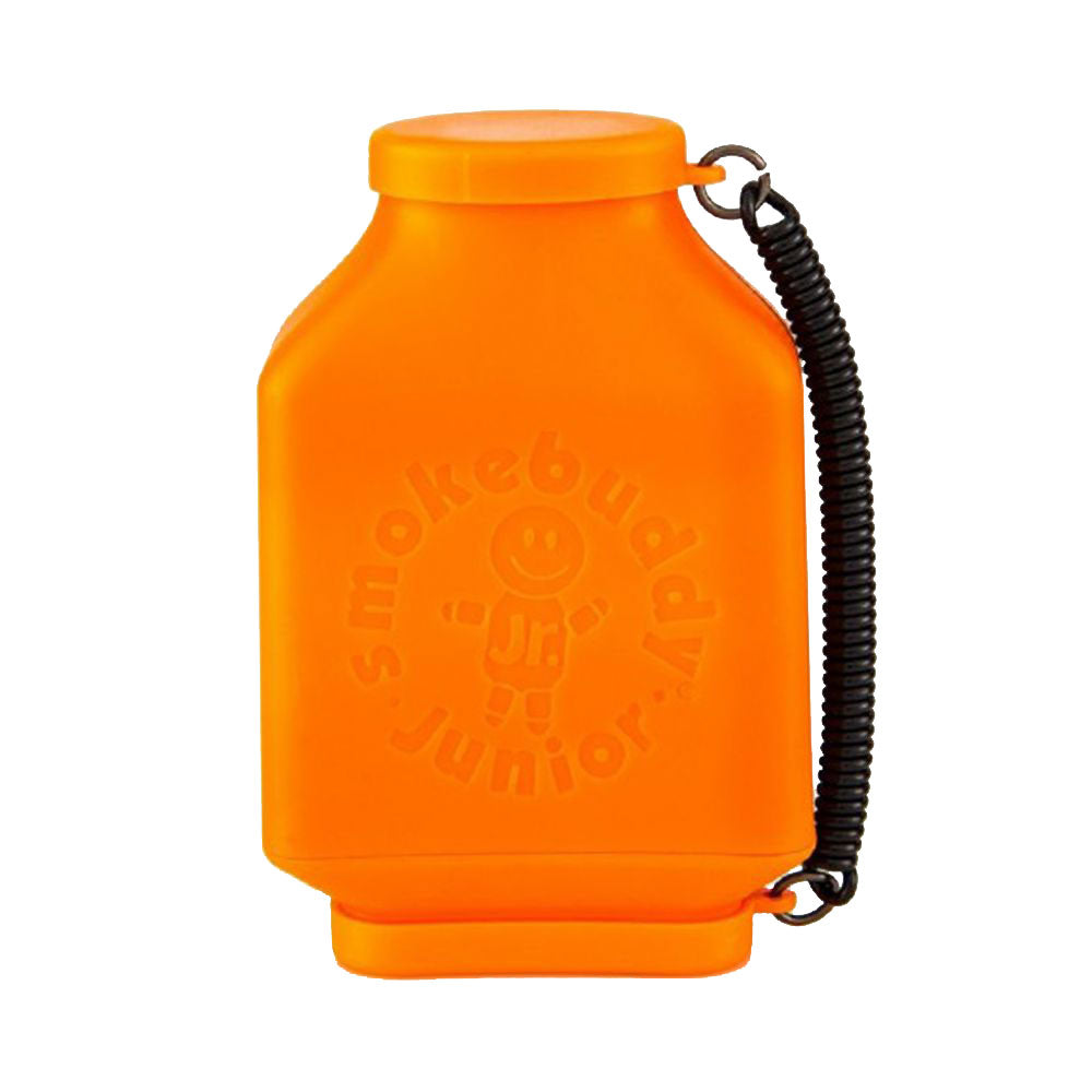 Orange container with a black coiled handle on a white background. Personal Air Filter
