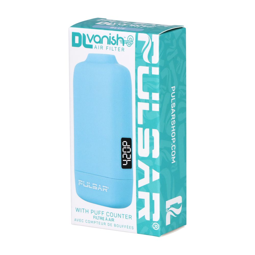 Pulsar air filter packaging with digital display on a white background