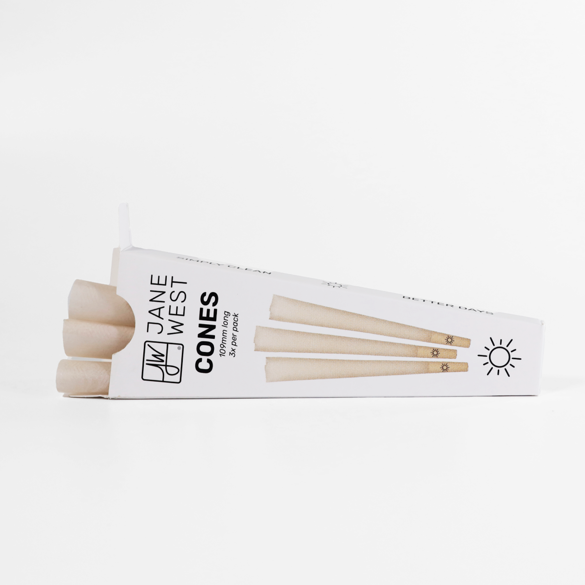 Pack of Jane West cones with packaging on a white background 3pk