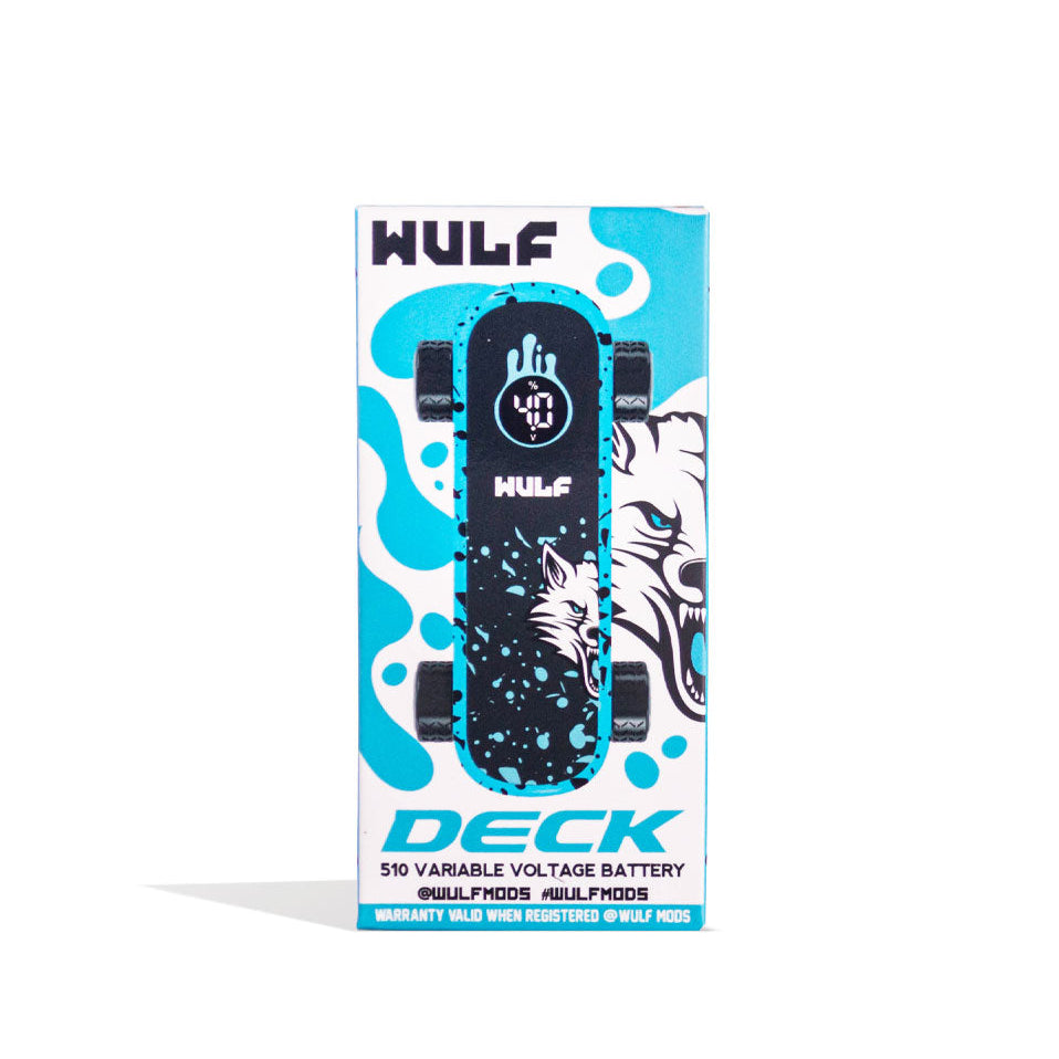WOLF deck packaging with wolf design on a white background 510 Thread battery